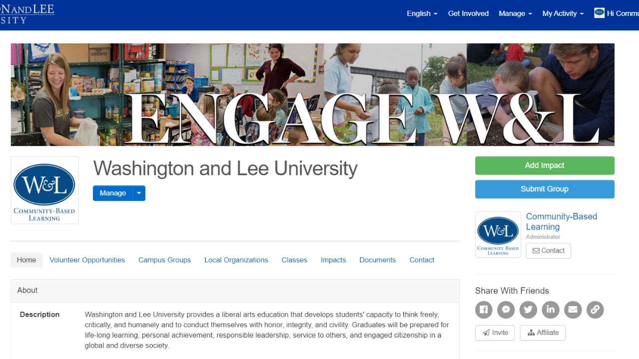 Engage W&L Dashboard